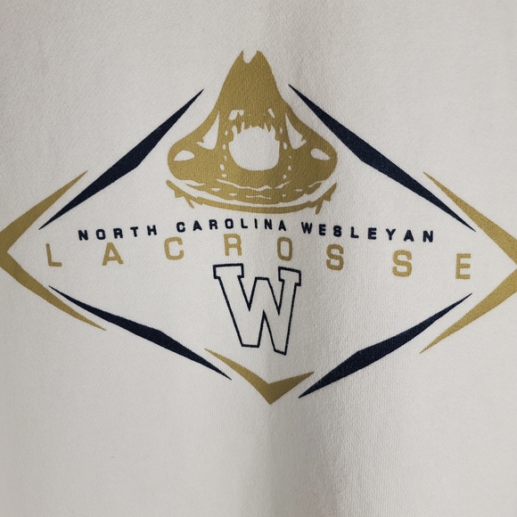Nike White Hoodie with Gold and Black NC Wesleyan Lacrosse Graphic. XL. #181 - Picture 3 of 12